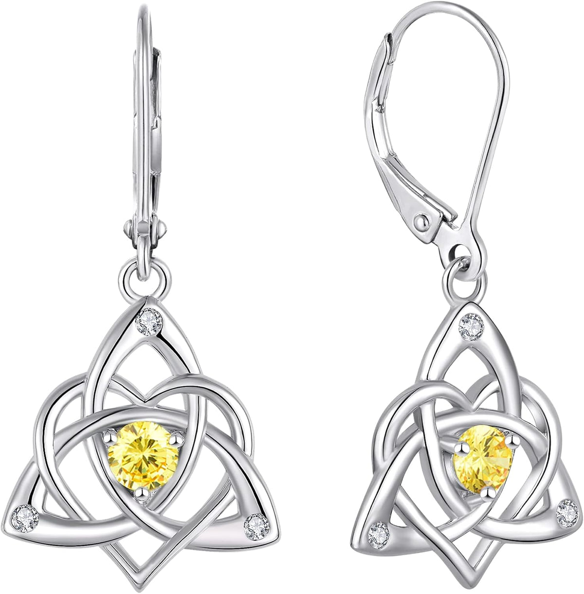 Starchenie Celtic Knot Earrings Sterling Silver Trinity Love Knot Leverback Earrings Birthstone Jewelry for Women