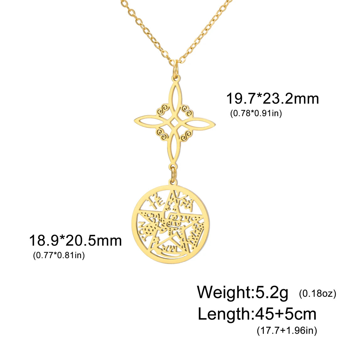 Stainless Steel Pentagram Necklace Tetragrammaton