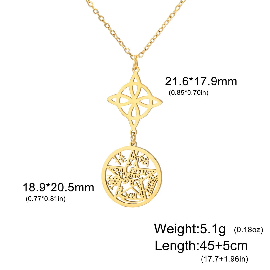 Stainless Steel Pentagram Necklace Tetragrammaton