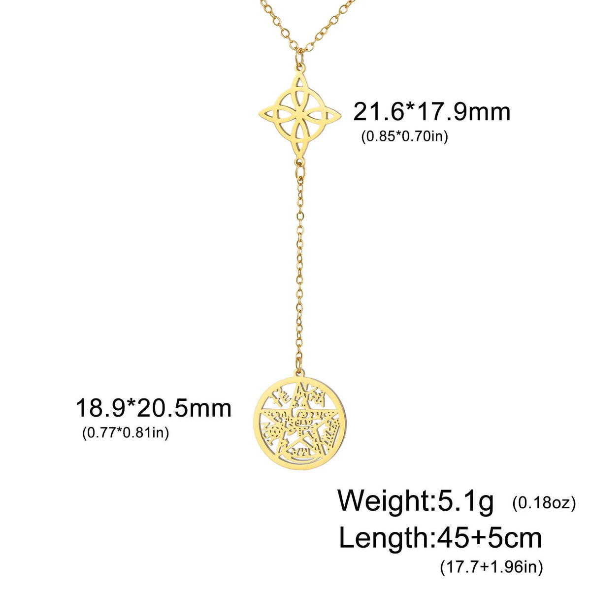 Stainless Steel Pentagram Necklace Tetragrammaton