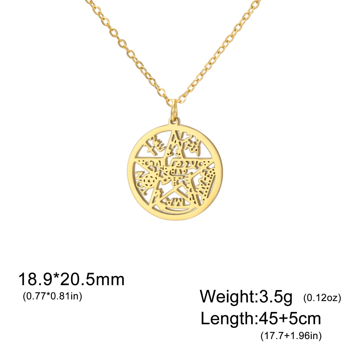 Stainless Steel Pentagram Necklace Tetragrammaton