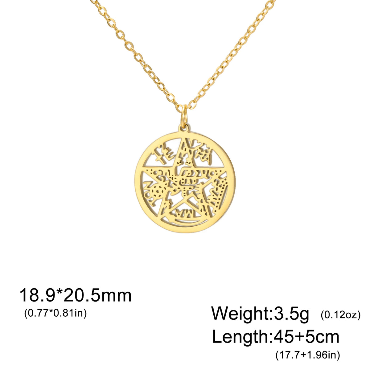 Stainless Steel Pentagram Necklace Tetragrammaton