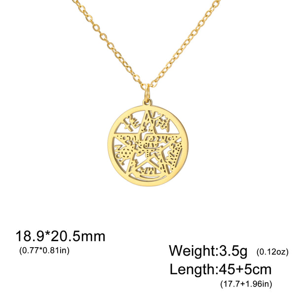 Stainless Steel Pentagram Necklace Tetragrammaton