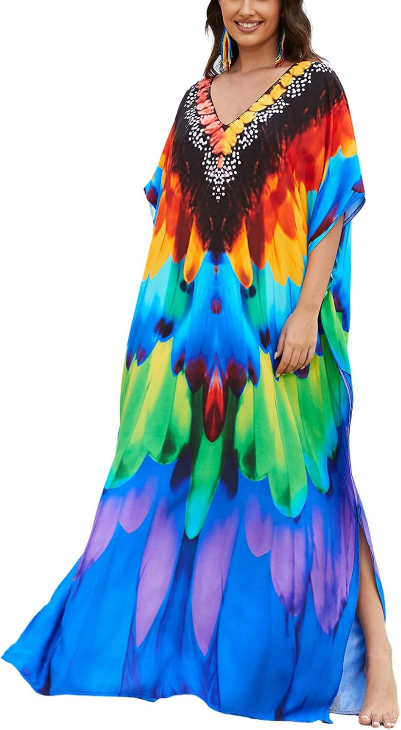 Women's Plus Size Beach Lounge Kaftan Maxi Dress swimsuit coverup for women