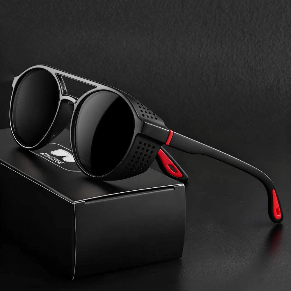 Polarized Round Steampunk Sport Sunglasses