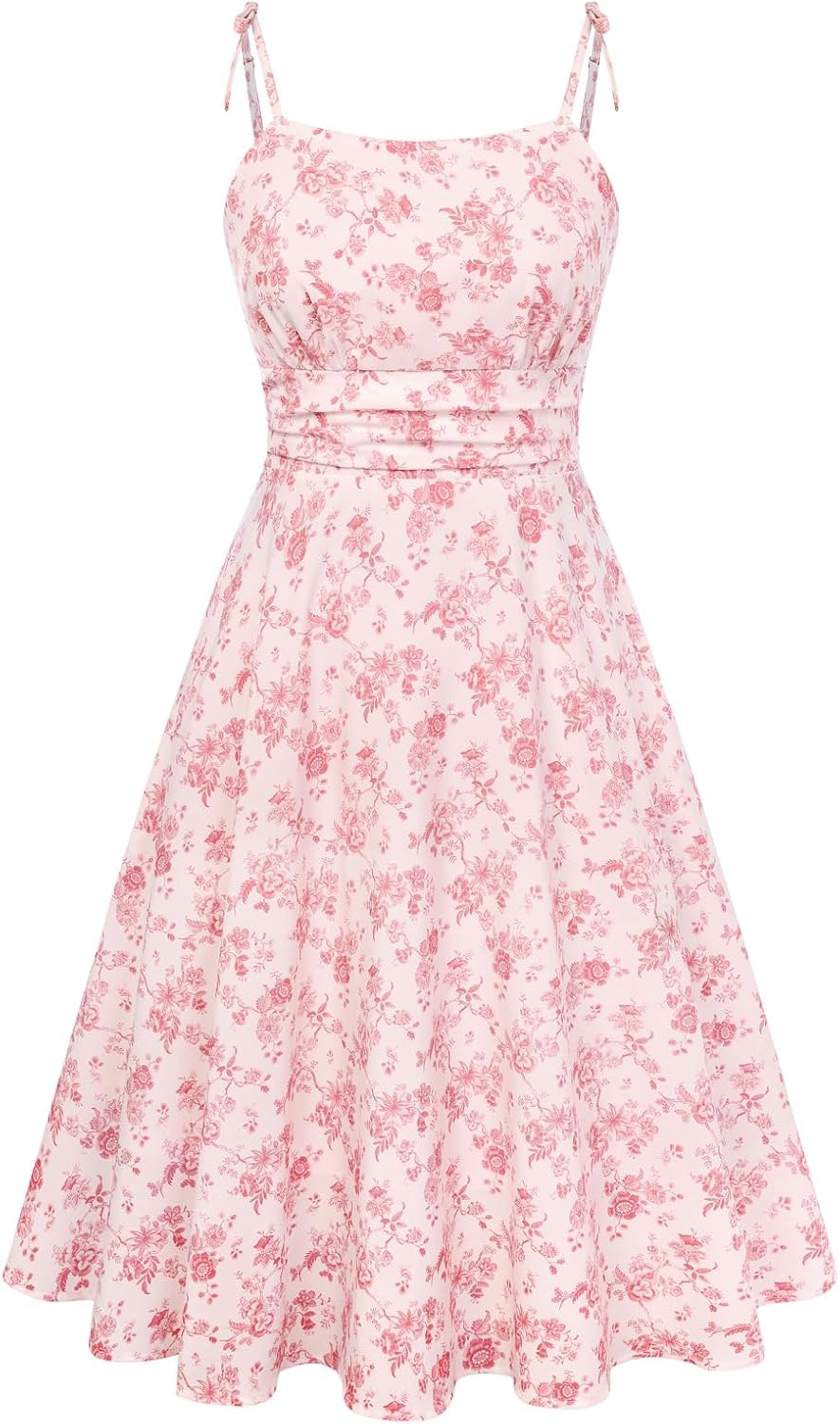 Summer Dress Spaghetti Strap Flowy Midi Beach Sundress Wedding Guest Cocktail Dress