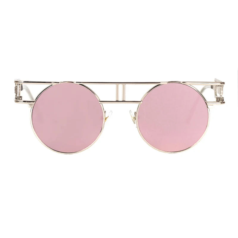 Big Frame Round Alloy Mirror Steampunk Sunglasses