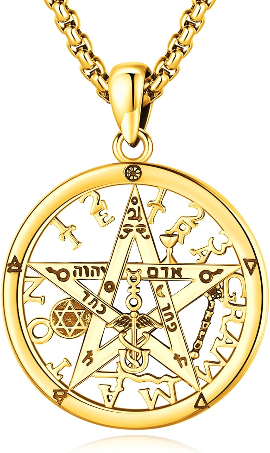 Sterling Silver Pentagram Necklace Triple Moon