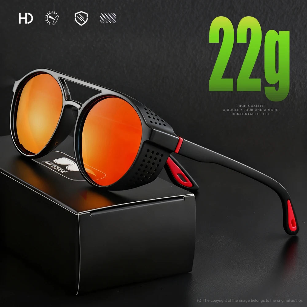 Polarized Round Steampunk Sport Sunglasses