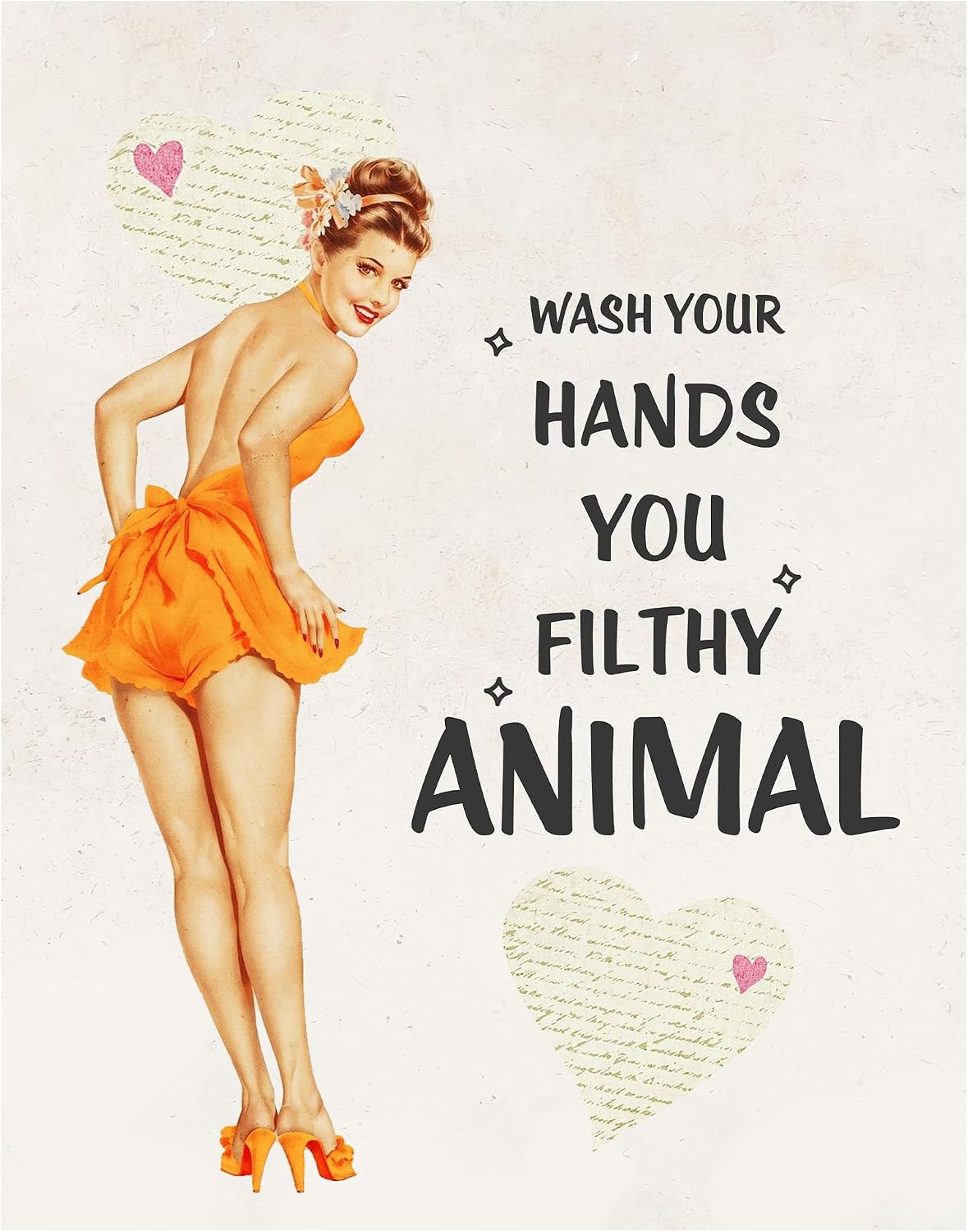 Wash Your Hands — 1950s Vintage Pinup Bathroom Sign Secondary image