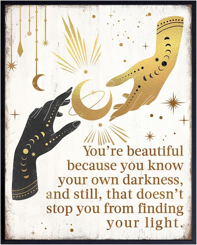 Boho Witchcraft Wall Art - Gothic Witchy Room Decor - Inspirational Positive Quotes for Women - Encouraging Gifts - Shabby chic Celestial Wicca Wiccan Witch Motivational poster - Pagan Supplies