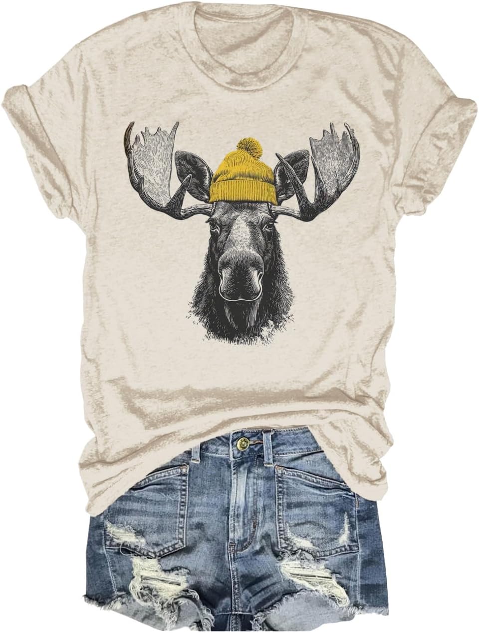 Beopjesk Womens Summer Giraffe Printed T-Shirt Funny Cute Animal Graphic Tees Tops