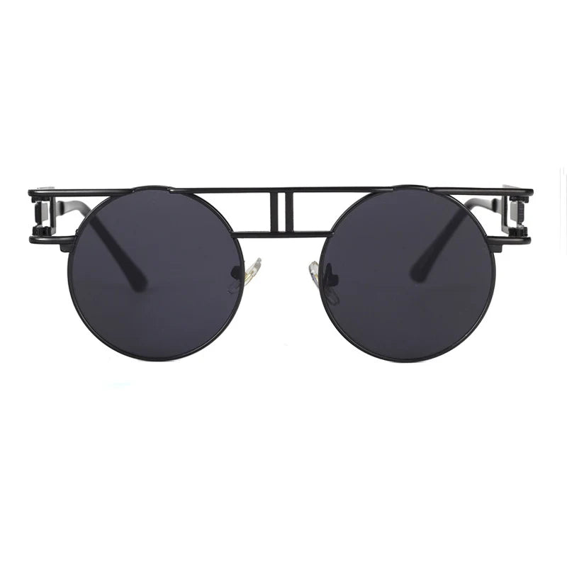 Big Frame Round Alloy Mirror Steampunk Sunglasses