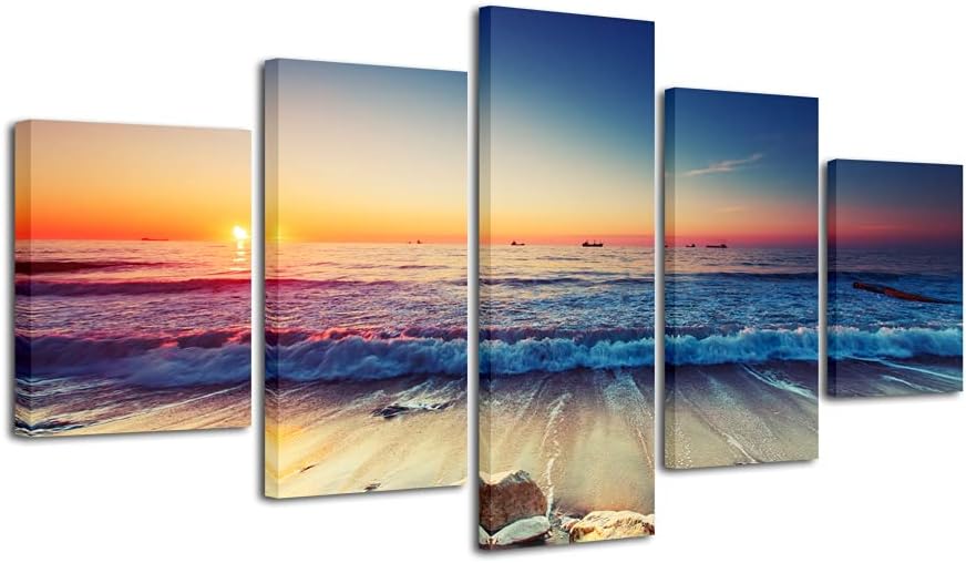 Ocean Seascape 5-Piece Modern Canvas Wall Art