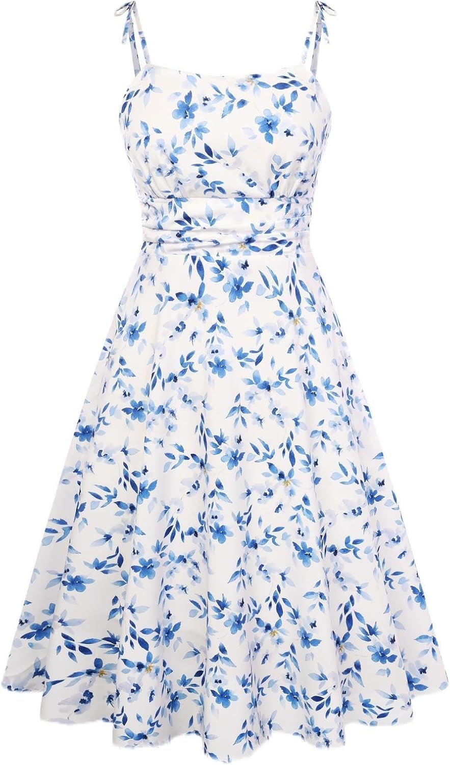 Summer Dress Spaghetti Strap Flowy Midi Beach Sundress Wedding Guest Cocktail Dress