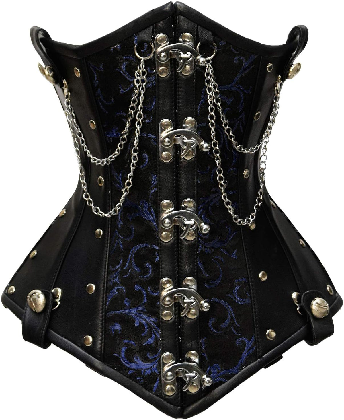 Double Steel Boned Brocade Faux Leather Underbust Corset