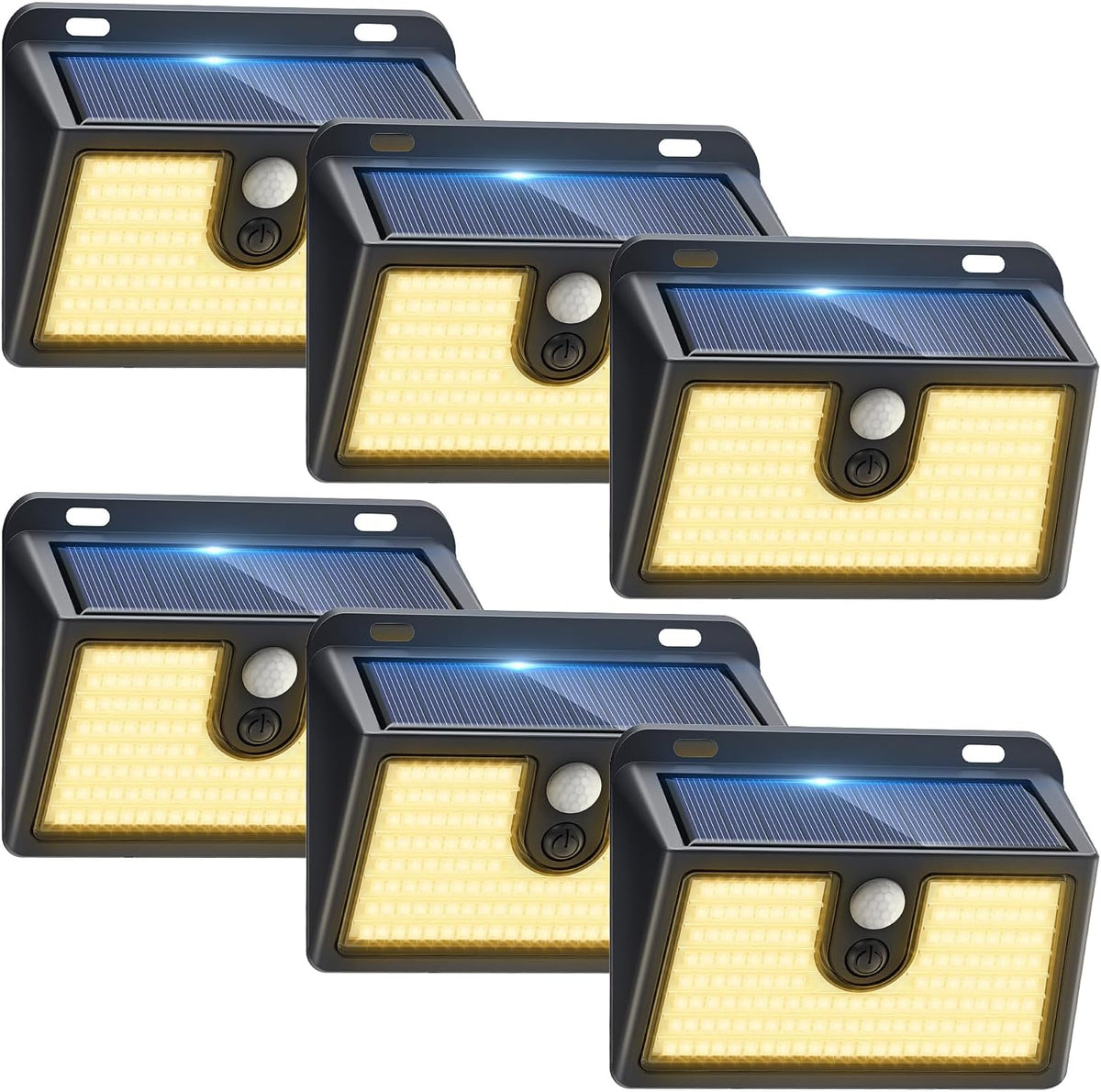 [6 Packs] Solar Motion Sensor Outdoor LED Light for Outside Walking dog Fence Backyard Deck Garde...