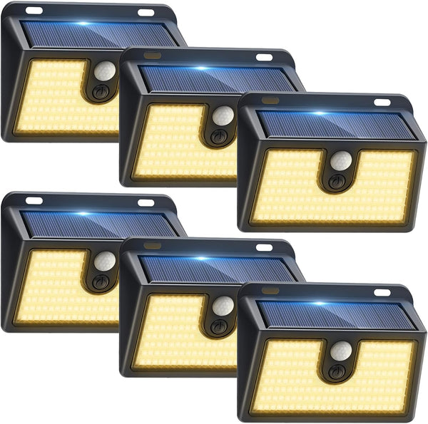 [6 Packs] Solar Motion Sensor Outdoor LED Light for Outside Walking dog Fence Backyard Deck Garde...
