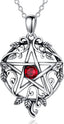 Sterling Silver Pentagram Necklace with Birthstone Tetragrammaton