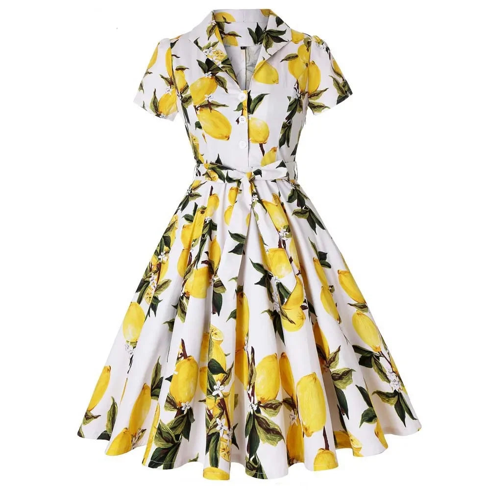 Printed Vintage Swing Dress - 1950s Rockabilly Pin-Up Style Secondary image