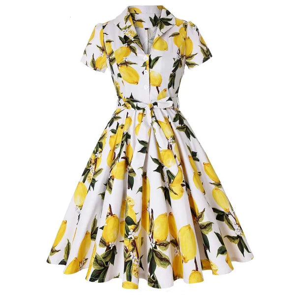 Printed Vintage Swing Dress - 1950s Rockabilly Pin-Up Style