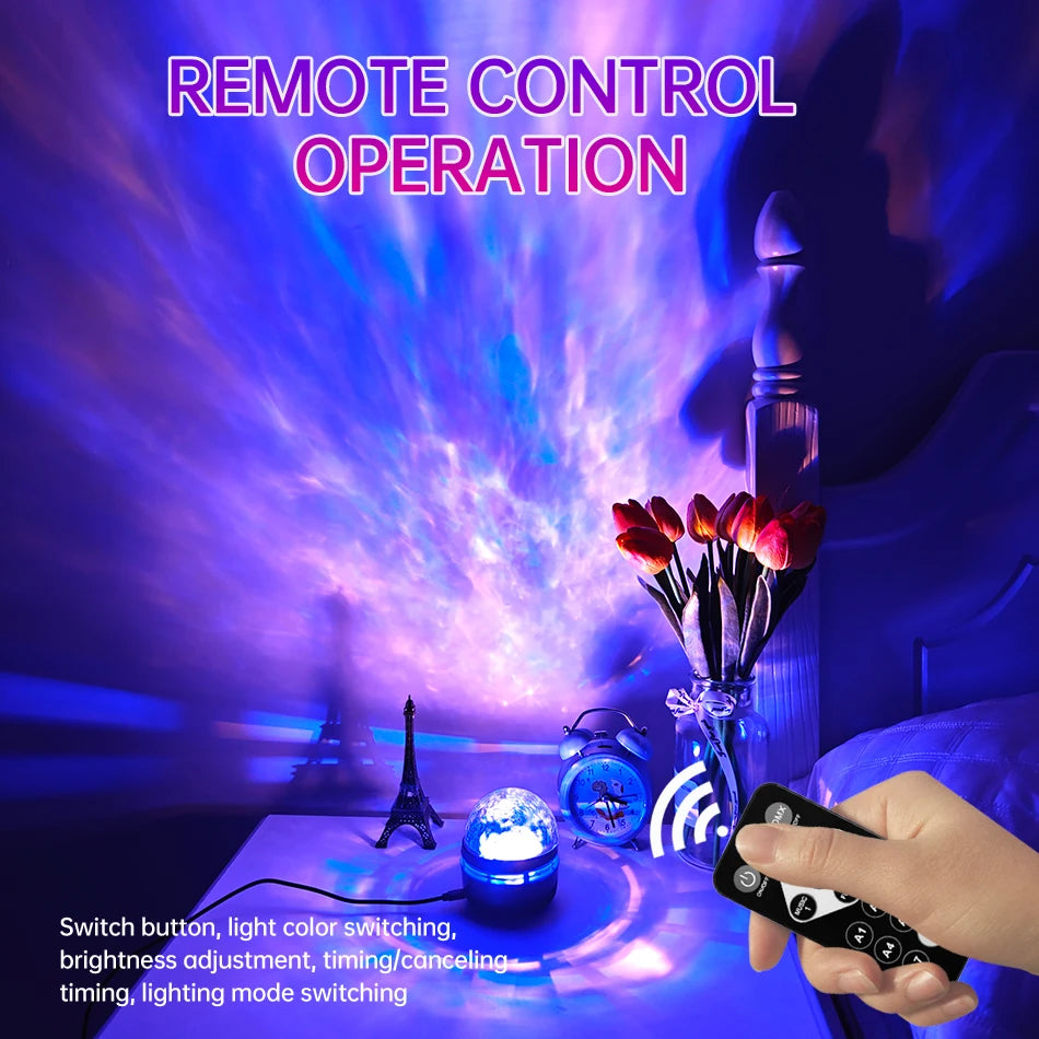 USB Galaxy Projector Aurora RGB 5v Night Lights Auto Rotating Sound Activated dmx Remote Control ...