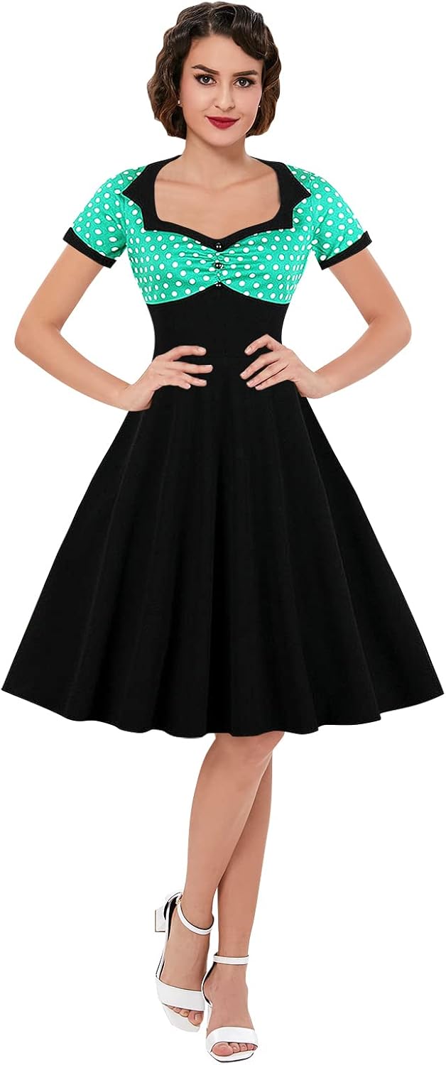 Polka Dot Style Cocktail Party Swing Dress