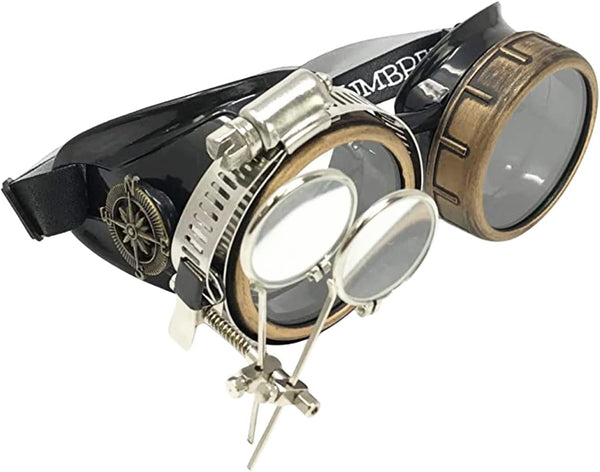 Victorian Steampunk Goggles with Compass & Ocular Loupe