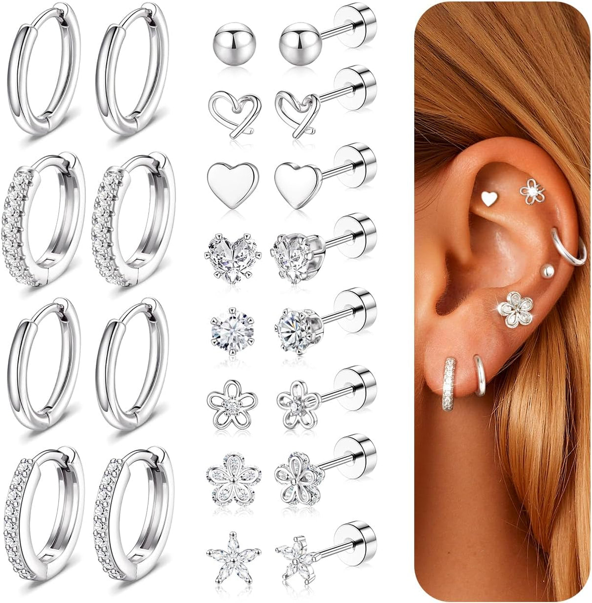 Hypoallergenic Gold Stud Earrings for Women - 14k Gold Plated Surgical Stainless Steel Earrings