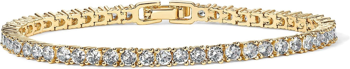PAVOI 14K Gold Plated 3mm Cubic Zirconia Classic Tennis Bracelet | Gold Bracelets for Women Main image