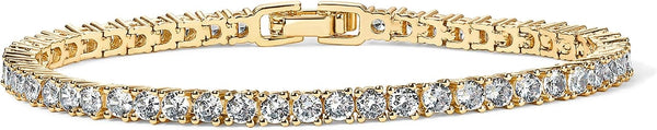 PAVOI 14K Gold Plated 3mm Cubic Zirconia Classic Tennis Bracelet | Gold Bracelets for Women