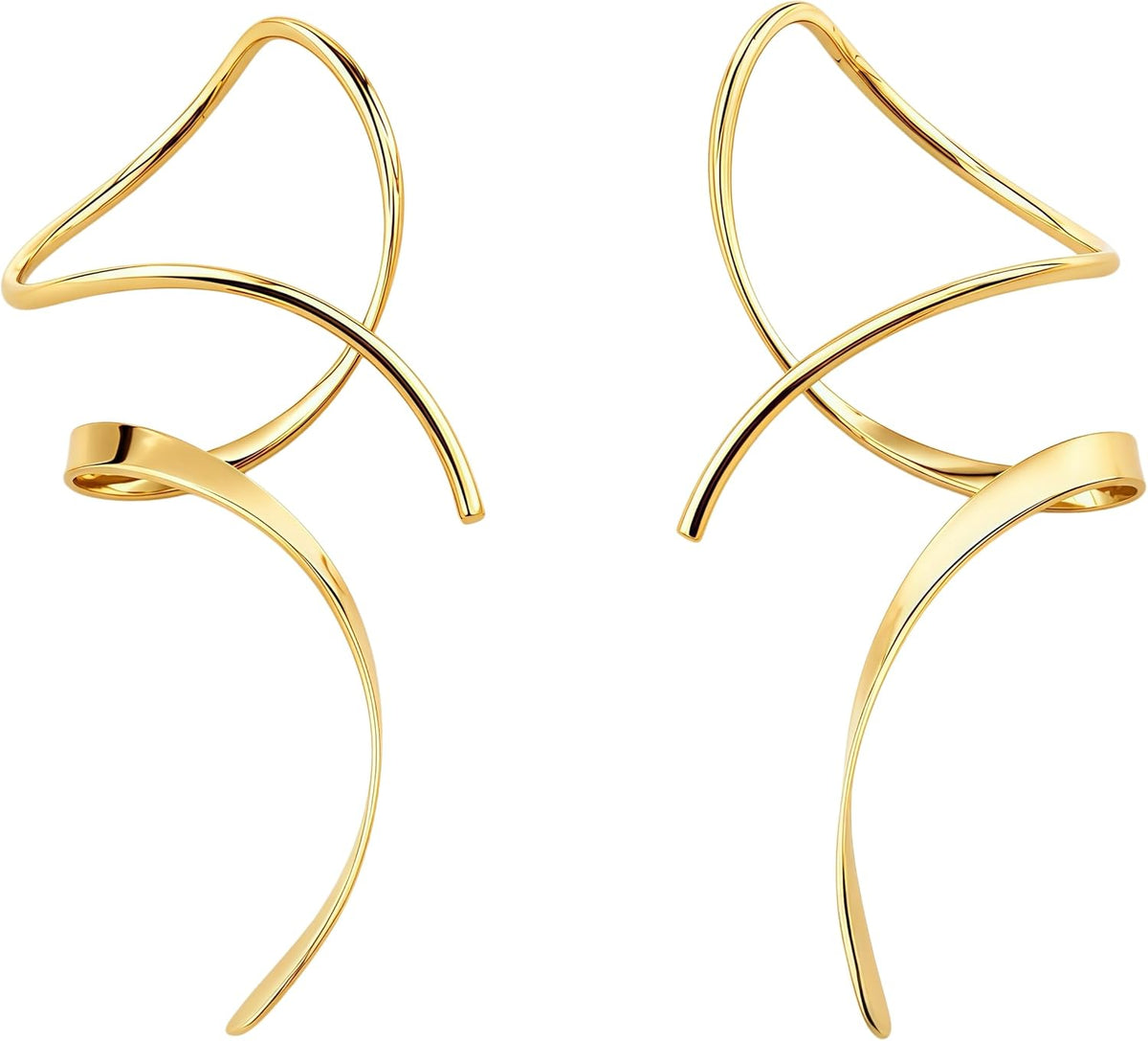 Hand-Bent Spiral Threader Dangle Earrings