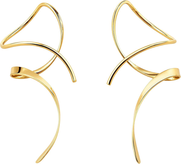 Hand-Bent Spiral Threader Dangle Earrings