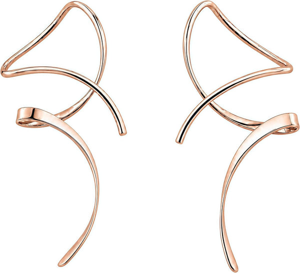 Hand-Bent Spiral Threader Dangle Earrings