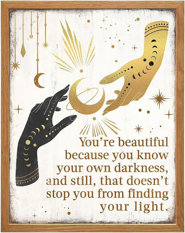 Boho Witchcraft Wall Art - Gothic Witchy Room Decor - Inspirational Positive Quotes for Women - Encouraging Gifts - Shabby chic Celestial Wicca Wiccan Witch Motivational poster - Pagan Supplies