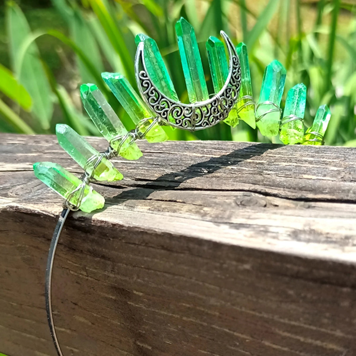 1PC Natural Crystal Quartz Moon Crown Wicca Headband - Spiritual Jewelry