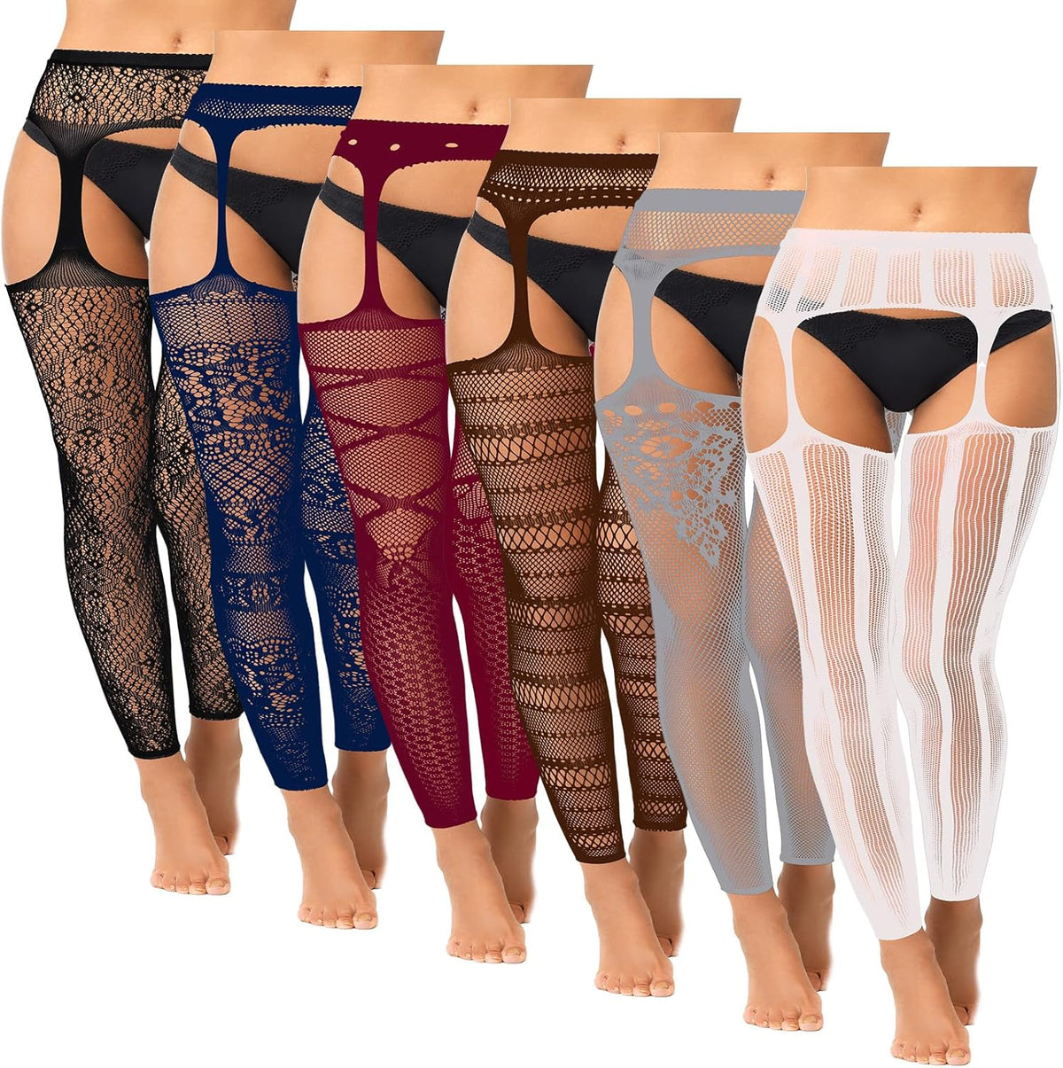 Fishnet Thigh-High Stockings – 6 Pairs Plus Size