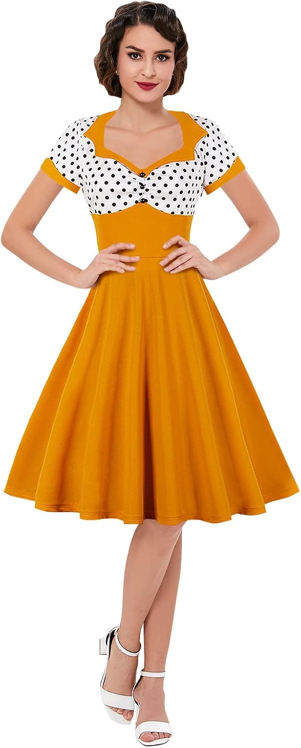 Polka Dot Style Cocktail Party Swing Dress