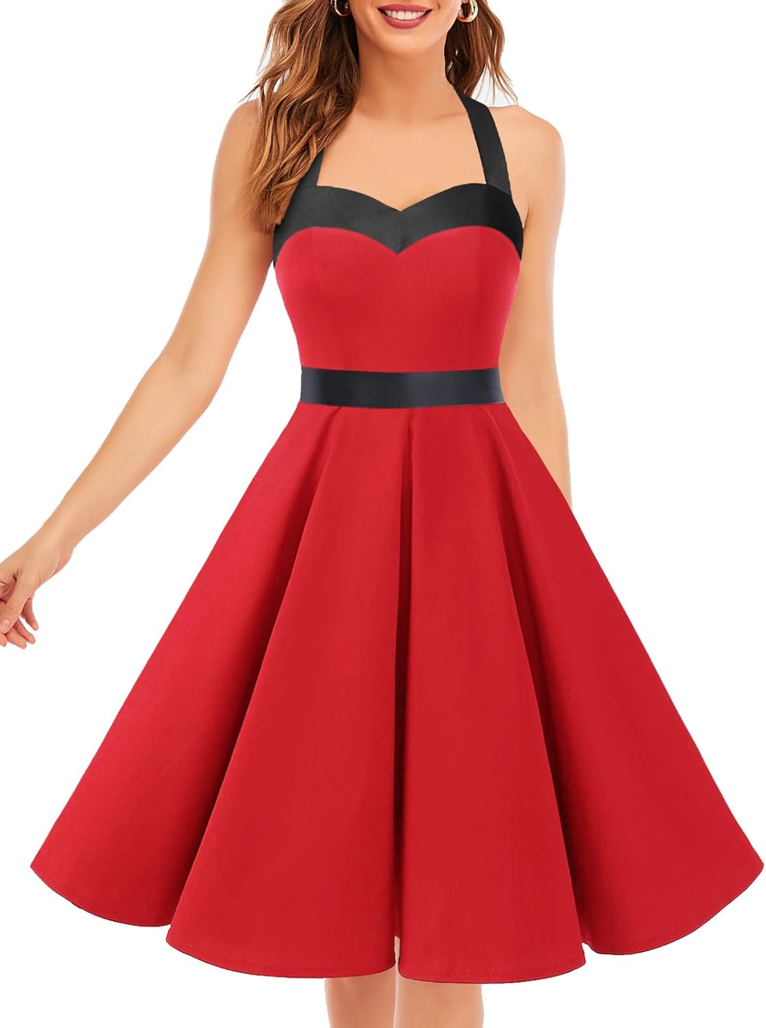 Vintage Swing Dress - Halter Neck - 1950s Rockabilly Pin-Up Style
