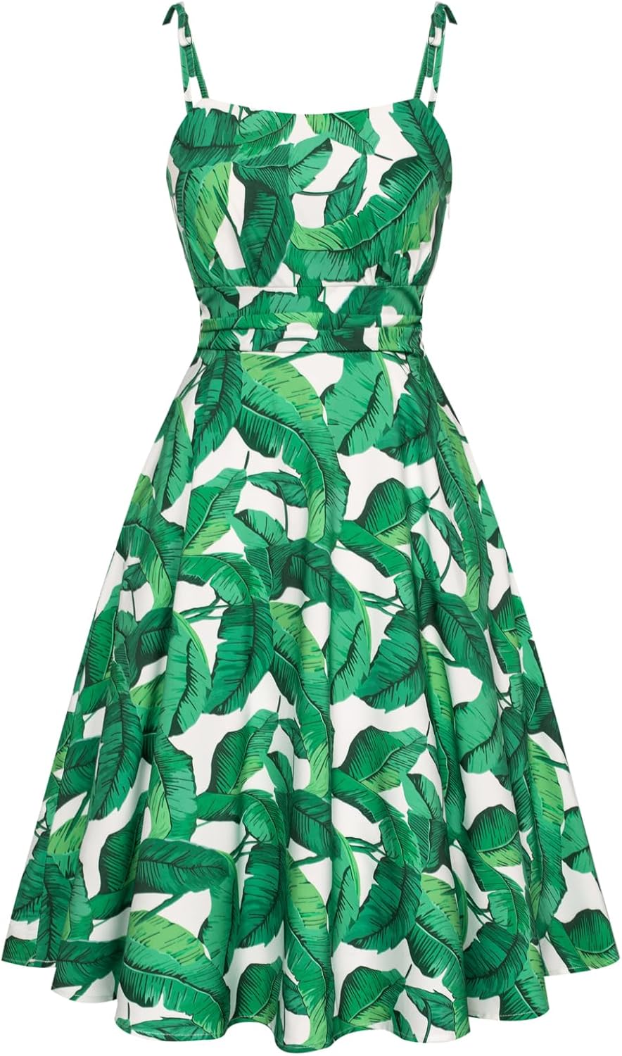 Summer Dress Spaghetti Strap Flowy Midi Beach Sundress Wedding Guest Cocktail Dress