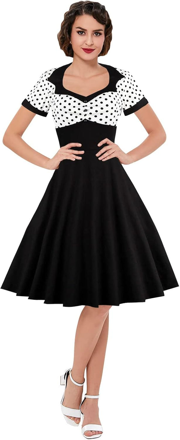 Polka Dot Style Cocktail Party Swing Dress