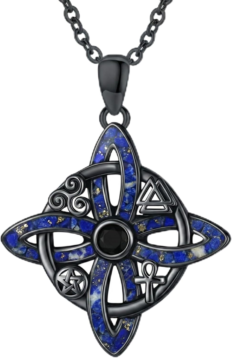Sterling Silver Pentagram Necklace Triple Moon