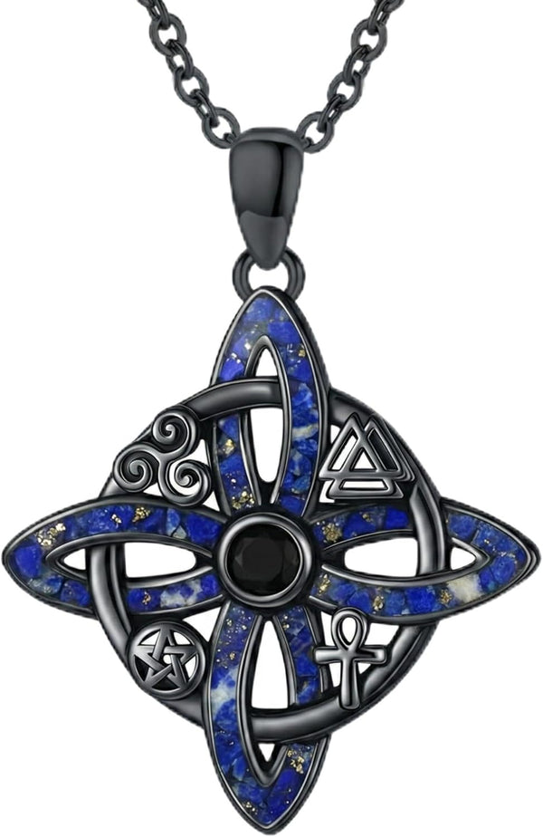 Sterling Silver Pentagram Necklace Triple Moon