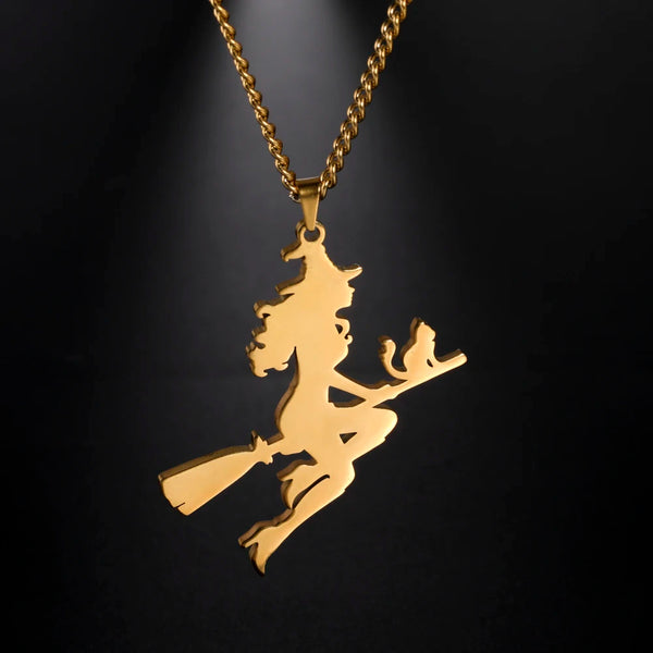 Mystical Cat Necklace - Witch Familiar Pendant