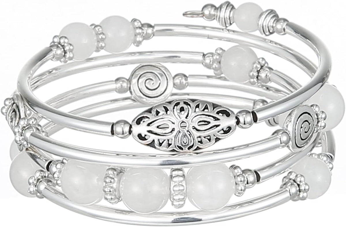 Stackable Beaded Bracelets for Women Boho Wrap Silver Bracelet Layered Fashion Jewelry Gifts for Her