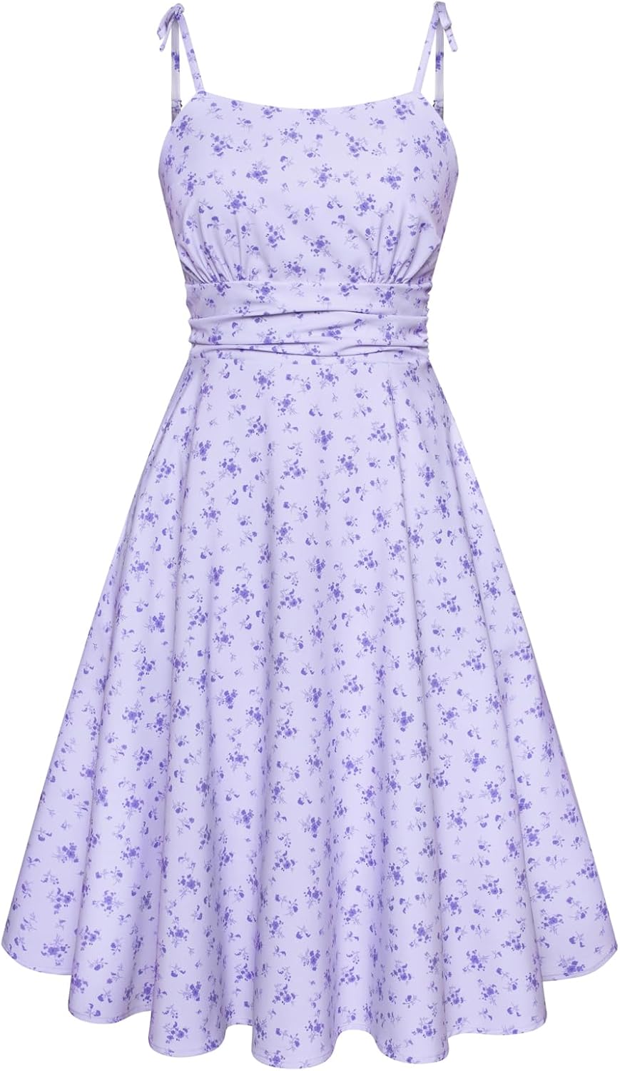 Summer Dress Spaghetti Strap Flowy Midi Beach Sundress Wedding Guest Cocktail Dress