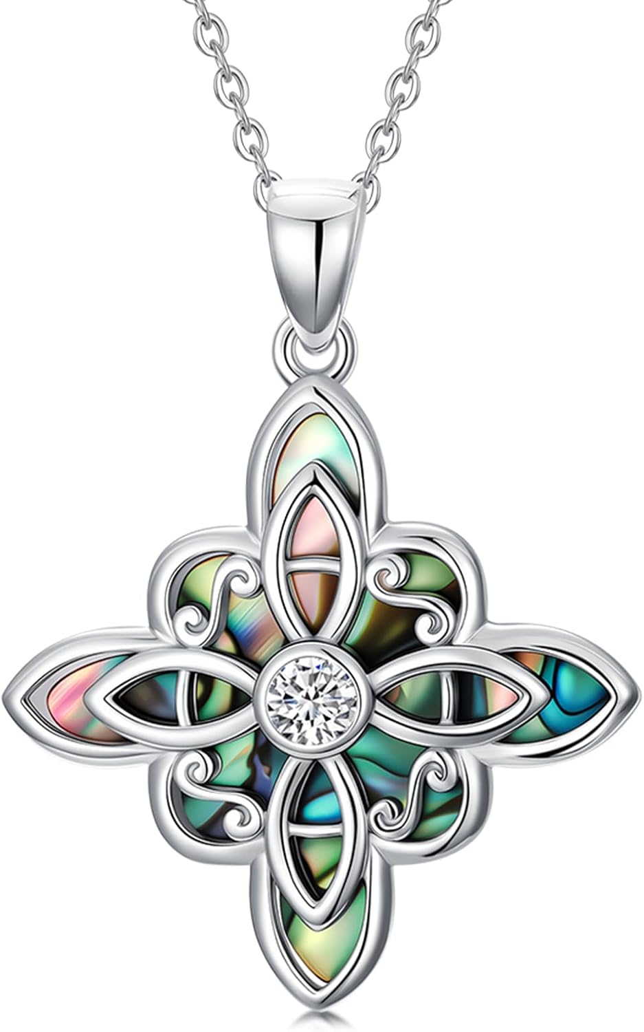 Sterling Silver Pentagram Necklace Triple Moon