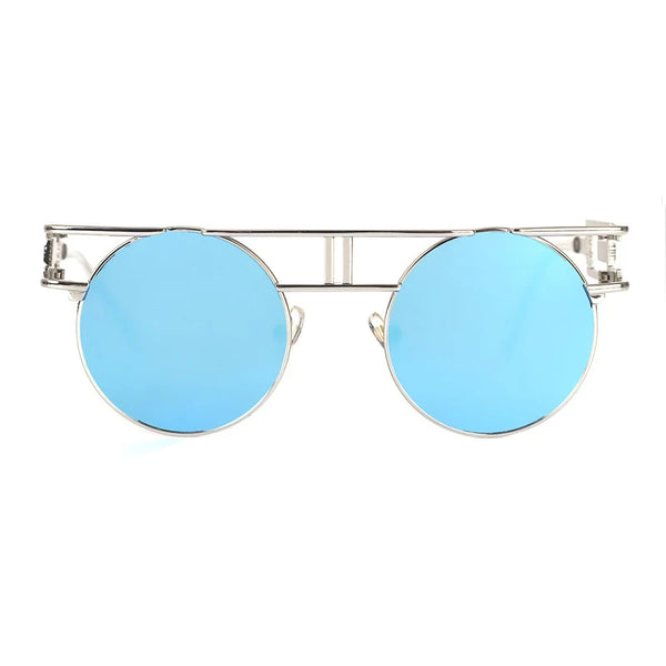Big Frame Round Alloy Mirror Steampunk Sunglasses