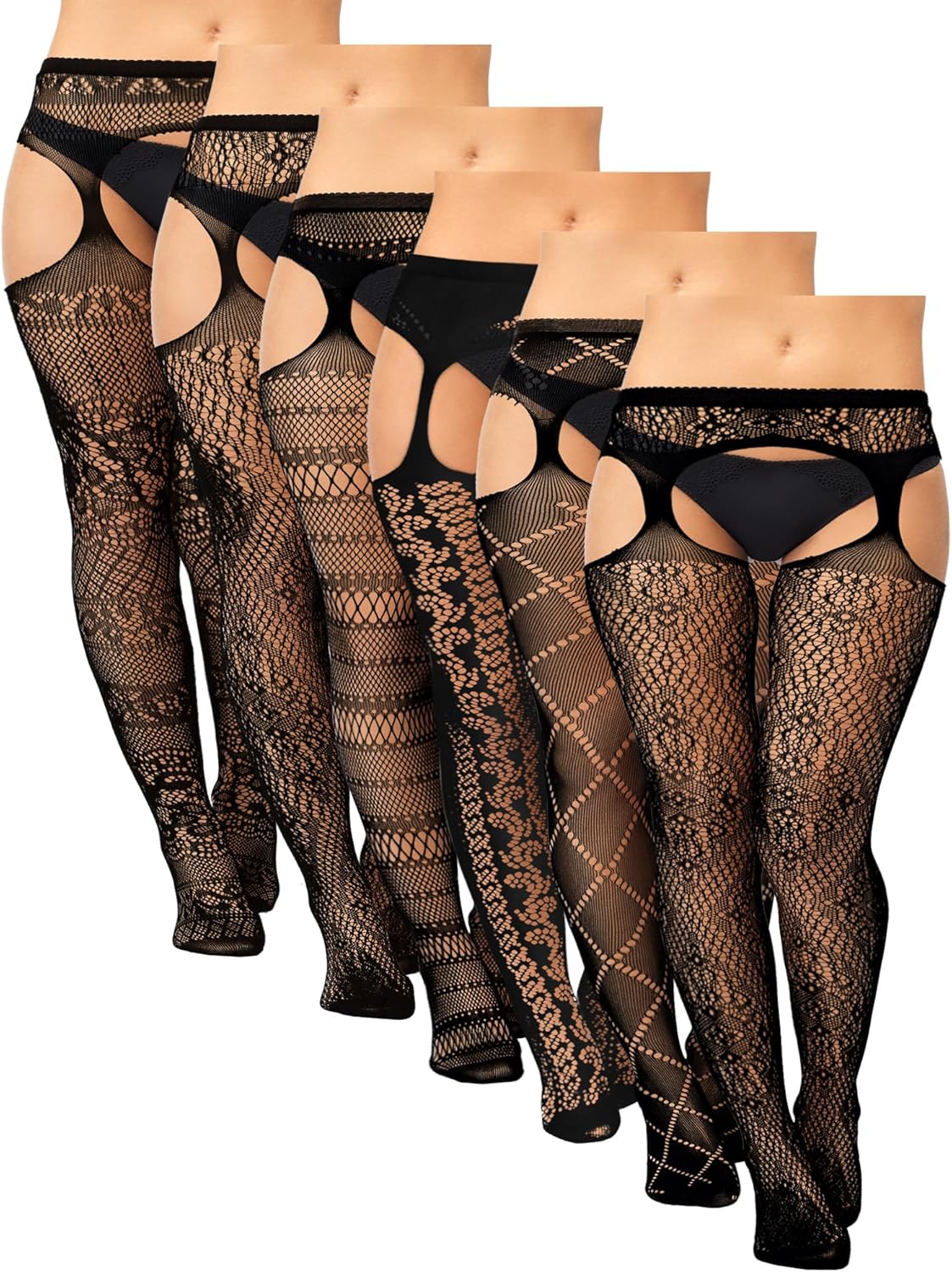 Fishnet Thigh-High Stockings – 6 Pairs Plus Size