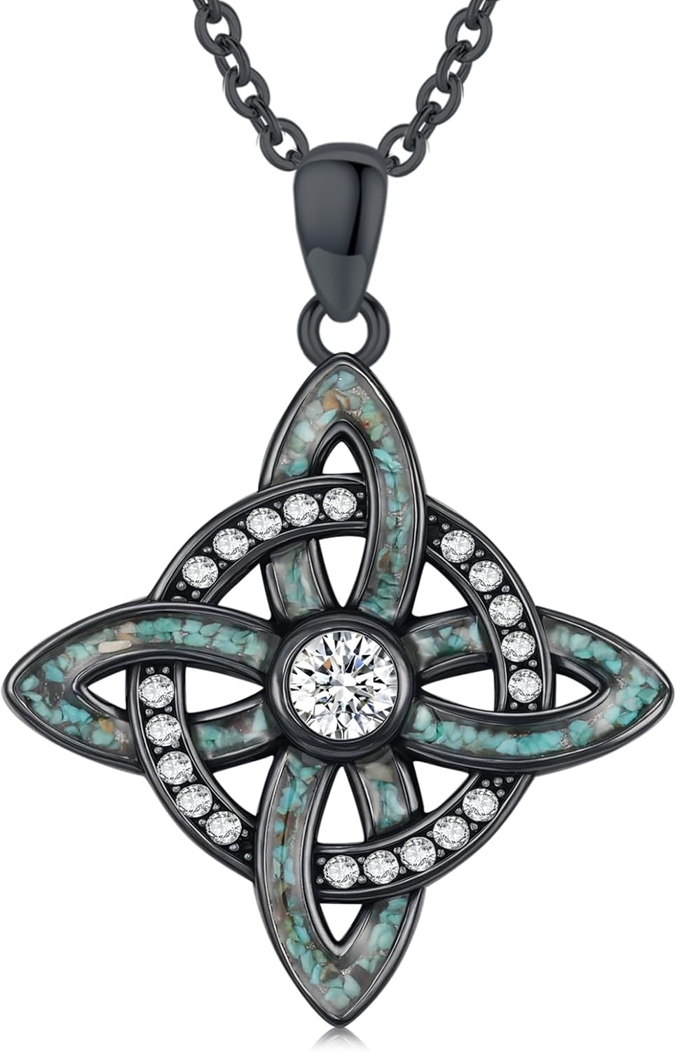 Sterling Silver Pentagram Necklace Triple Moon